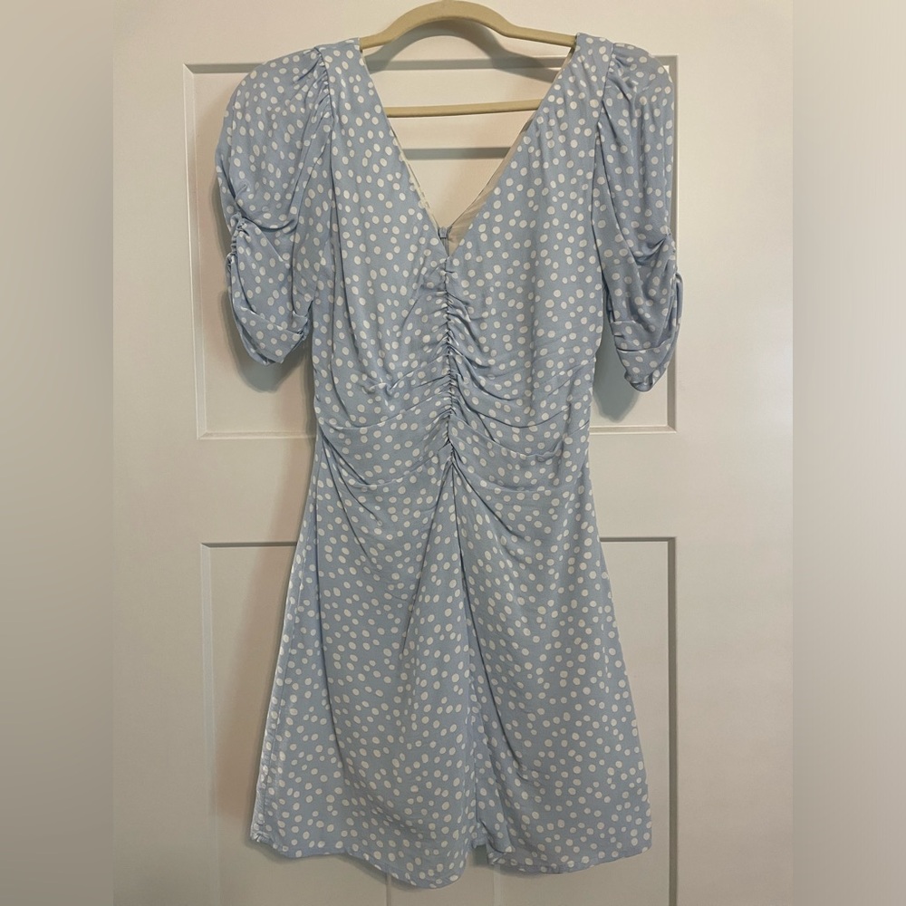 Zara blue and white polka dot dress